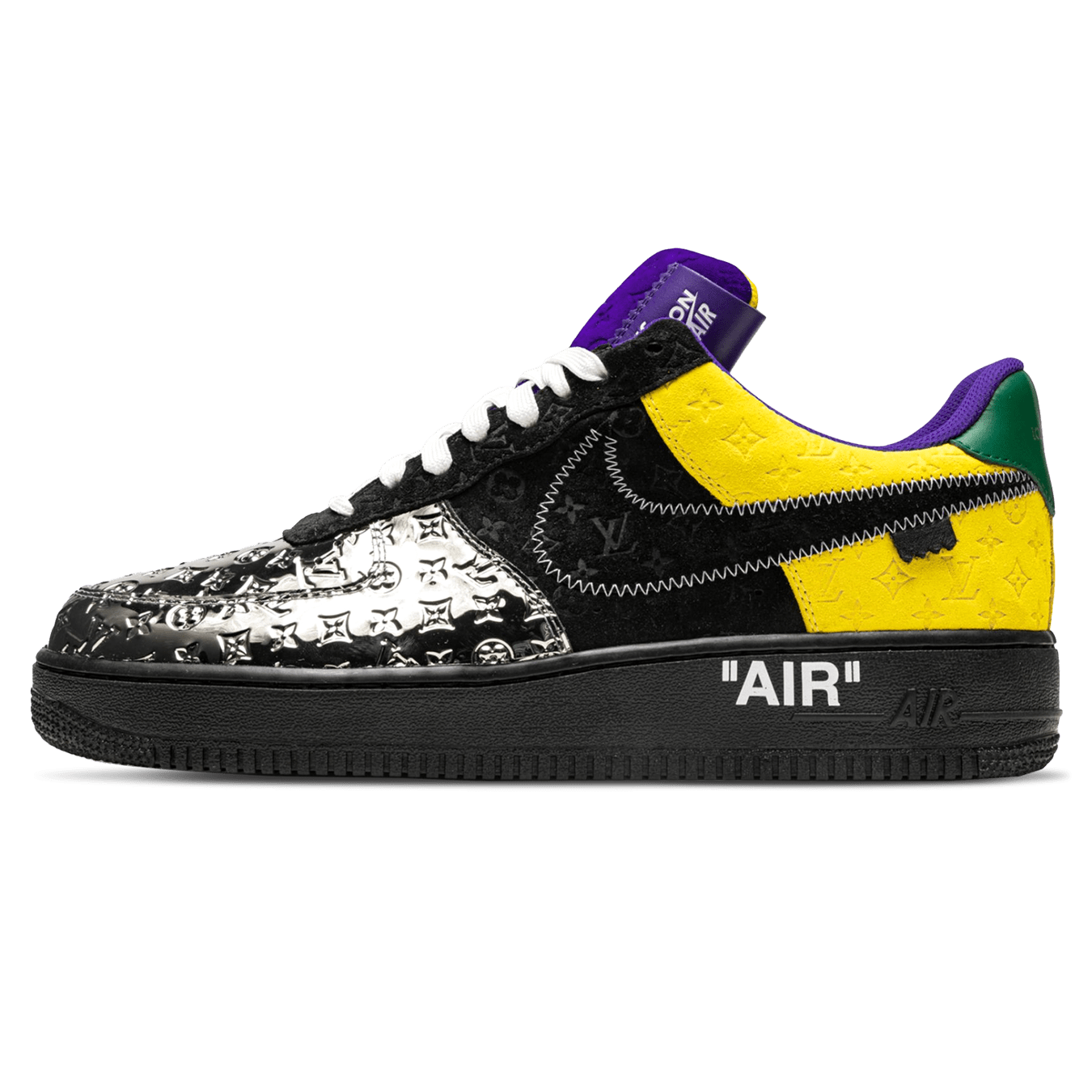 Louis Vuitton Nike Air Force 1 Low By Virgil Abloh Black Metallic Silver