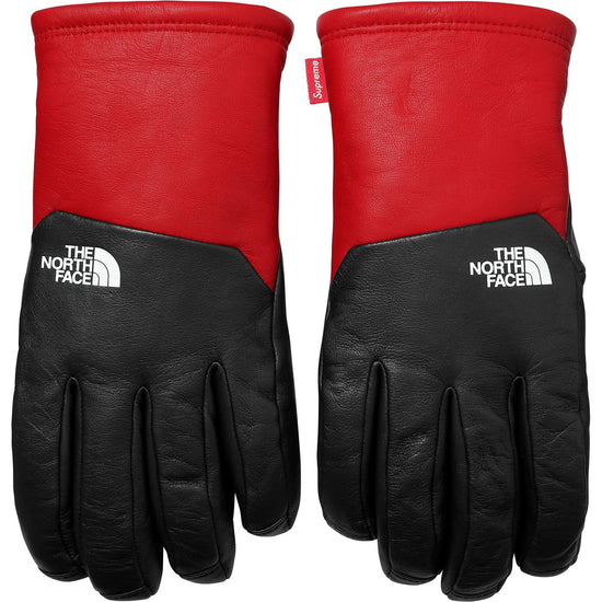 Supreme-The North Face Leather Gloves - Red
