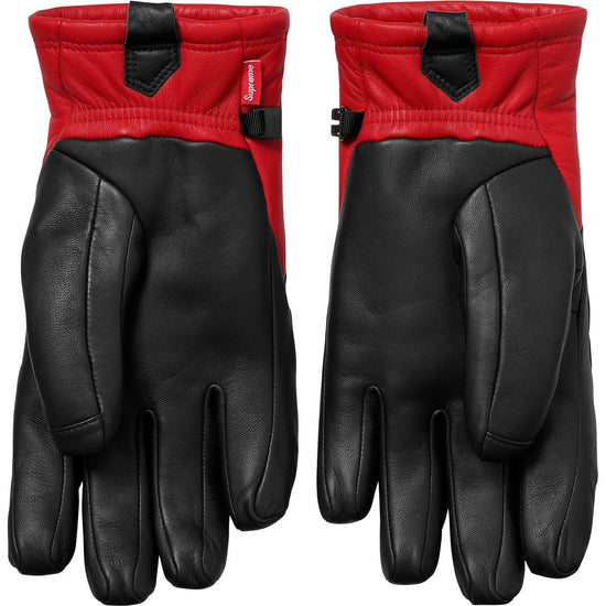 Supreme-The North Face Leather Gloves - Red